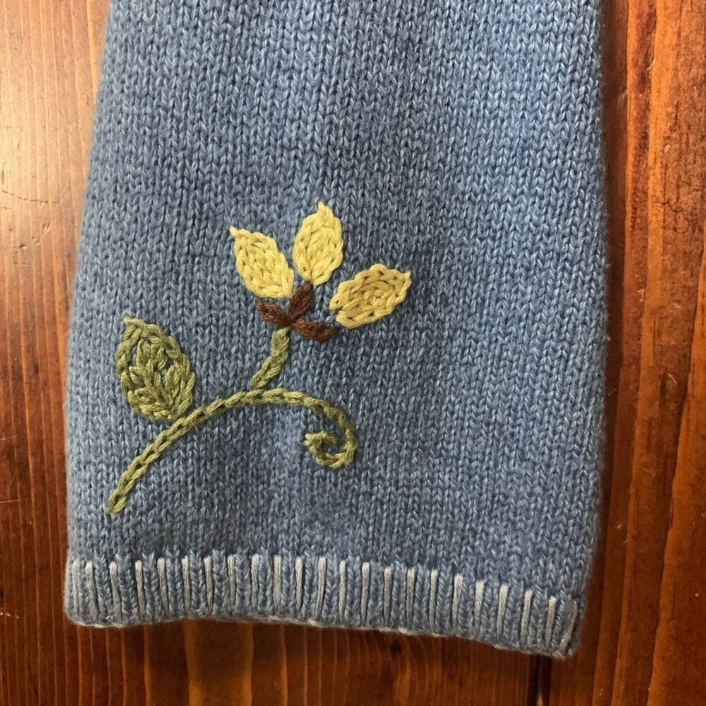 Lord & Taylor Blue Floral Embroidered Women's Large Tie Front Knit Cardigan EUC - Picture 9 of 15